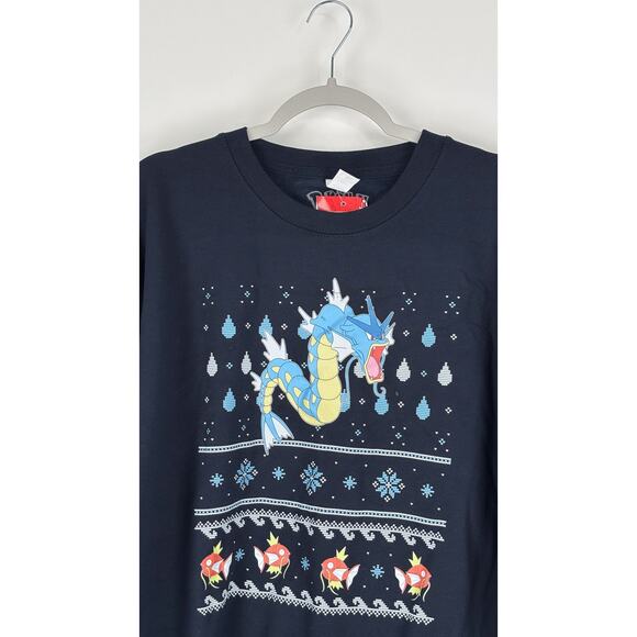 Pokemon Gyarados Christmas Sweatshirt Pullover Mens Size XL Navy Blue New - Picture 2 of 7